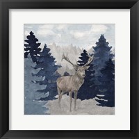 Blue Cliff Mountains scene II-Deer Fine Art Print