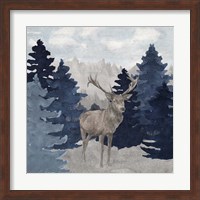 Blue Cliff Mountains scene II-Deer Fine Art Print