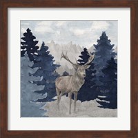 Blue Cliff Mountains scene II-Deer Fine Art Print