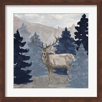 Blue Cliff Mountains scene III-Elk Fine Art Print