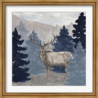 Blue Cliff Mountains scene III-Elk Fine Art Print