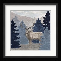 Blue Cliff Mountains scene III-Elk Framed Print