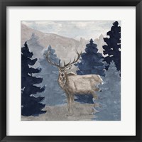 Blue Cliff Mountains scene III-Elk Framed Print