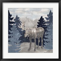 Blue Cliff Mountains scene IV-Moose Fine Art Print