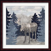 Blue Cliff Mountains scene IV-Moose Fine Art Print