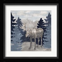 Blue Cliff Mountains scene IV-Moose Framed Print