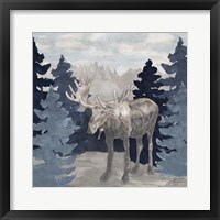 Blue Cliff Mountains scene IV-Moose Fine Art Print