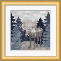 Blue Cliff Mountains scene IV-Moose Fine Art Print