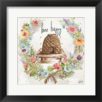Honey Bee and Herb Blossom Wreath II Fine Art Print