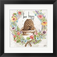 Honey Bee and Herb Blossom Wreath II Framed Print
