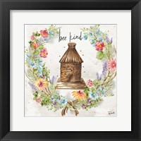 Honey Bee and Herb Blossom Wreath III Framed Print