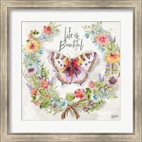 Butterfly and Herb Blossom Wreath IV Fine Art Print