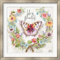 Butterfly and Herb Blossom Wreath IV Fine Art Print