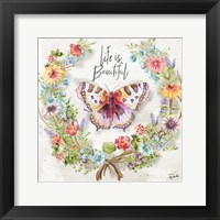 Butterfly and Herb Blossom Wreath IV Framed Print
