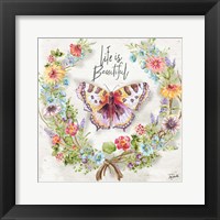 Butterfly and Herb Blossom Wreath IV Framed Print