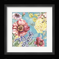 Wildflower Medley square blue I Framed Print