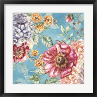 Wildflower Medley square blue II Fine Art Print