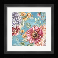 Wildflower Medley square blue II Framed Print