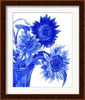 China Sunflowers blue I Fine Art Print