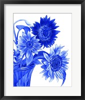 China Sunflowers blue I Framed Print