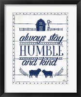 Country Thoughts IV Indigo White Framed Print