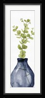 Mixed Greenery II Navy Framed Print