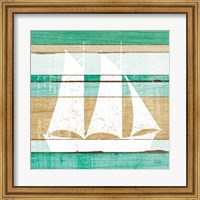 Beachscape V Boat Green Fine Art Print
