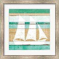 Beachscape V Boat Green Fine Art Print