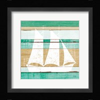 Beachscape V Boat Green Framed Print