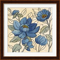 Spring Lace Floral IV Dark Blue Fine Art Print