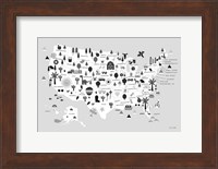 Fun USA Map BW Fine Art Print