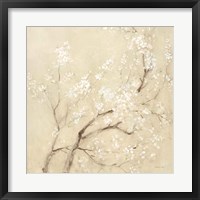 White Cherry Blossoms II Linen Crop Fine Art Print