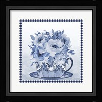 Blue Teacup Bouquet A Framed Print