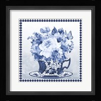 Blue Teacup Bouquet E Framed Print