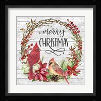 Cardinal Christmas Wreath Fine Art Print