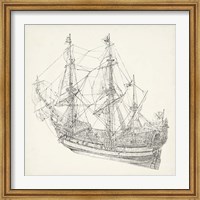 Antique Ship Sketch I Fine Art Print