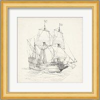 Antique Ship Sketch IV Fine Art Print