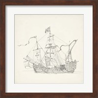 Antique Ship Sketch VI Fine Art Print