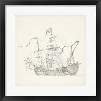 Antique Ship Sketch VI Fine Art Print