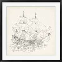 Antique Ship Sketch IX Fine Art Print