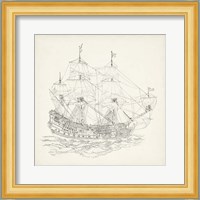 Antique Ship Sketch IX Fine Art Print