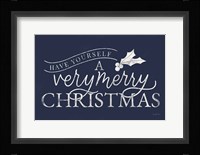 Vintage Christmas IV Blue Framed Print