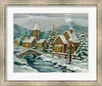 Twilight Christmas Village Fine Art Print