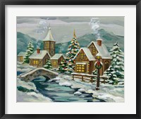 Twilight Christmas Village Framed Print