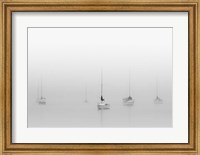 Six Moored Sailboats Fine Art Print