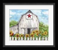 Barn Fence Sunflowers and Birds Fine Art Print