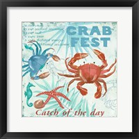 Crab Fest - Aqua Framed Print