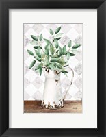 Eucalyptus White Tin Pitcher Fine Art Print