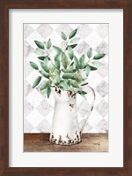 Eucalyptus White Tin Pitcher Fine Art Print