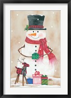 Snowman with Presents Fine Art Print